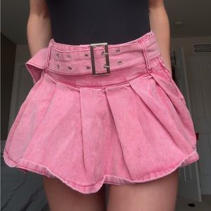 Pink Jean Mini Skirt
